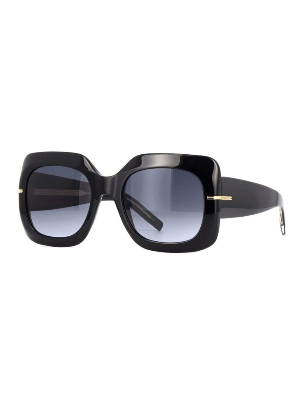 New Authentic Hugo Boss Shiny Black Square Acetate Sunglasses